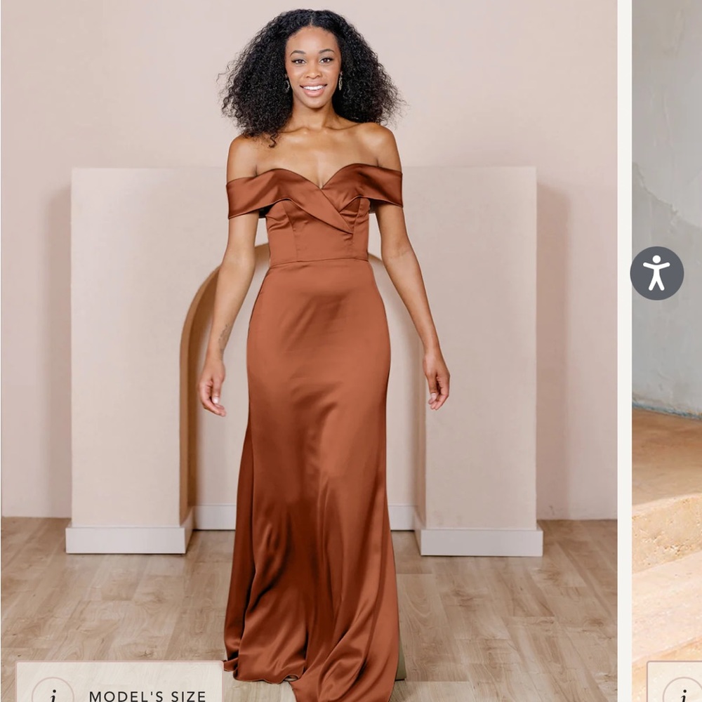 Revelry Bridesmaids Dress - Bardot Satin